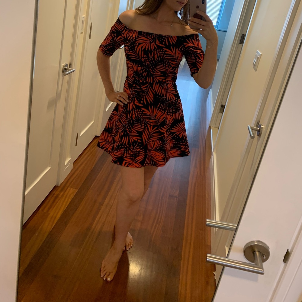 Zara off the shoulder print dress
